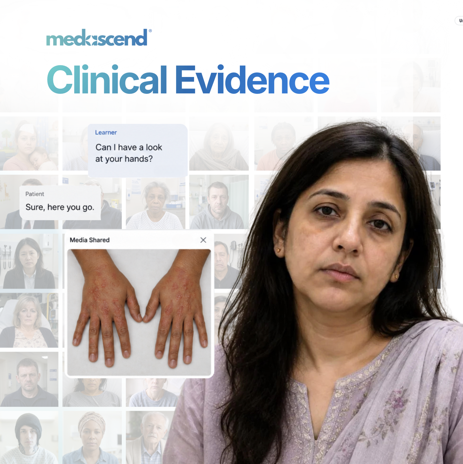 Collage of clinical media examples available within MedAscend simulated consultations.