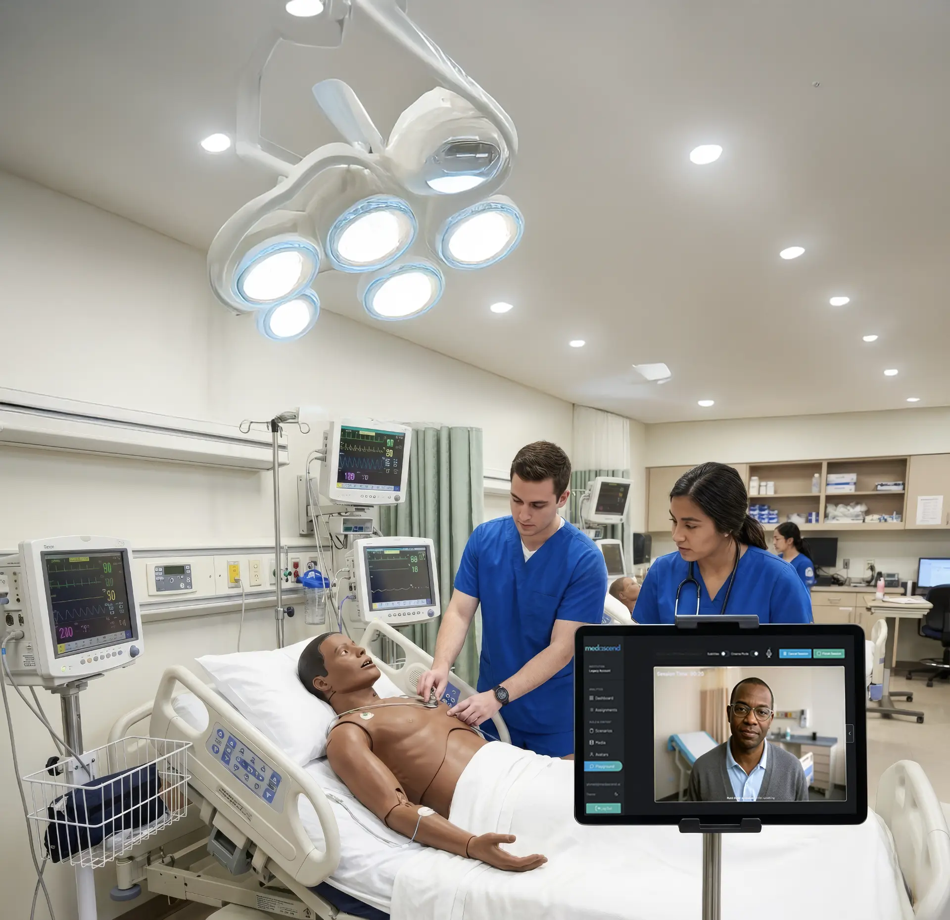 Student listening to a high-fidelity simulation manikin