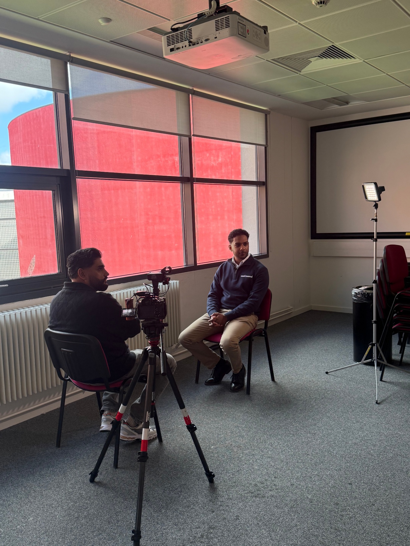 MedAscend founder Ahmed Sharaf being interviewed by BBC Tech Now