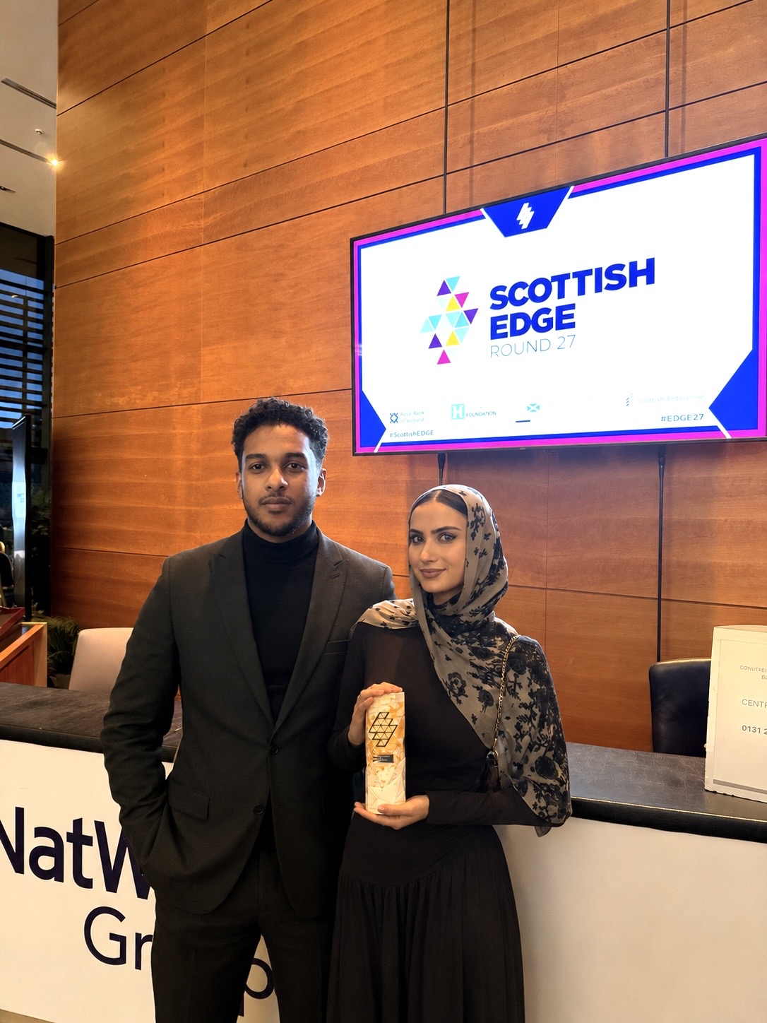 MedAscend founders Ahmed Sharaf and Hana Woods at Scottish EDGE Round 27