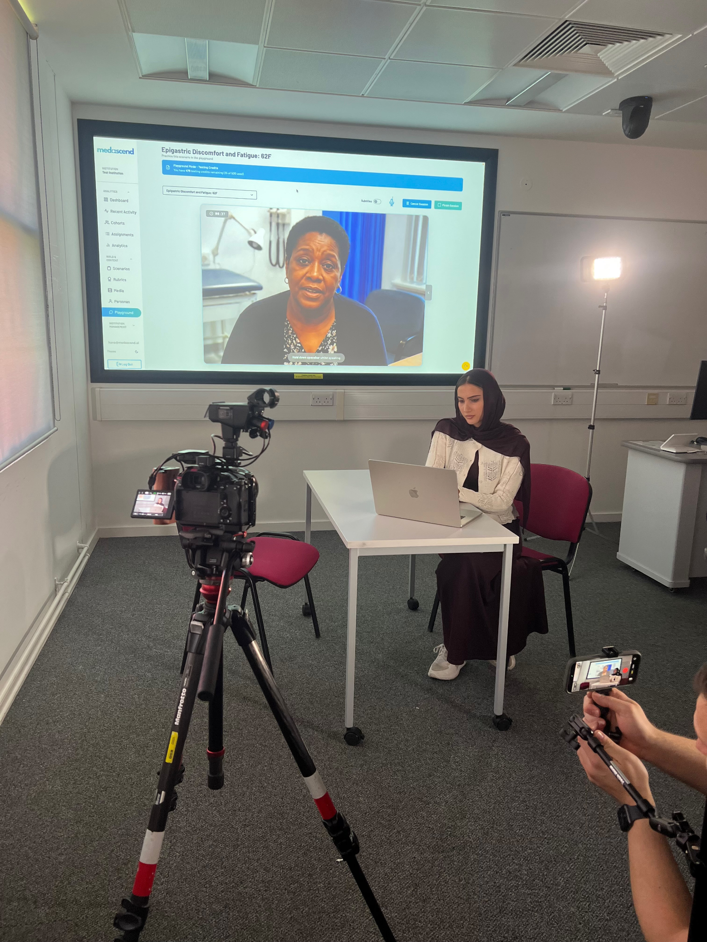 MedAscend founder Hana Woods preparing to guide the BBC Tech Now team through the platform