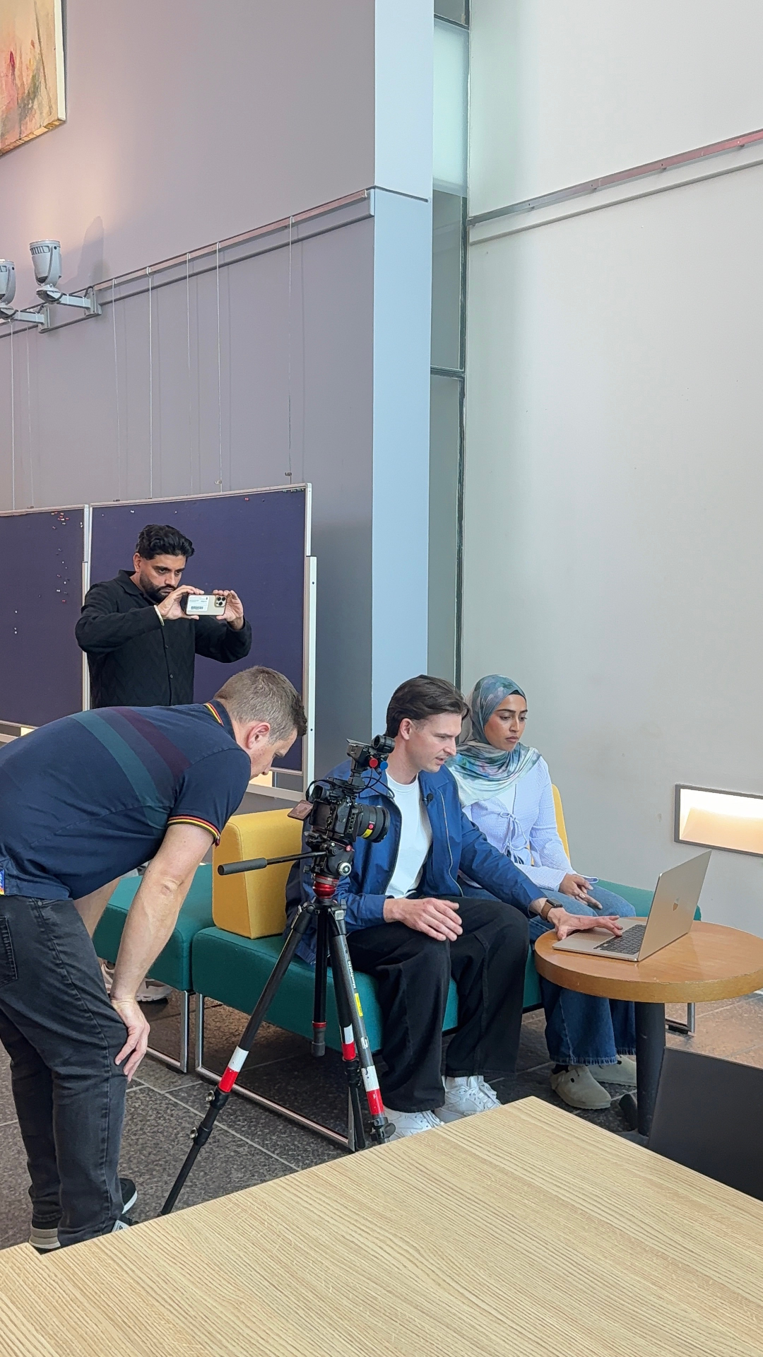 Two students using MedAscend during BBC Tech Now filming at the University of Dundee