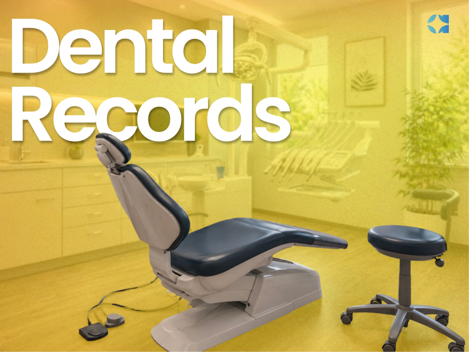 Simulated dental surgery with dental chair and operator stool.